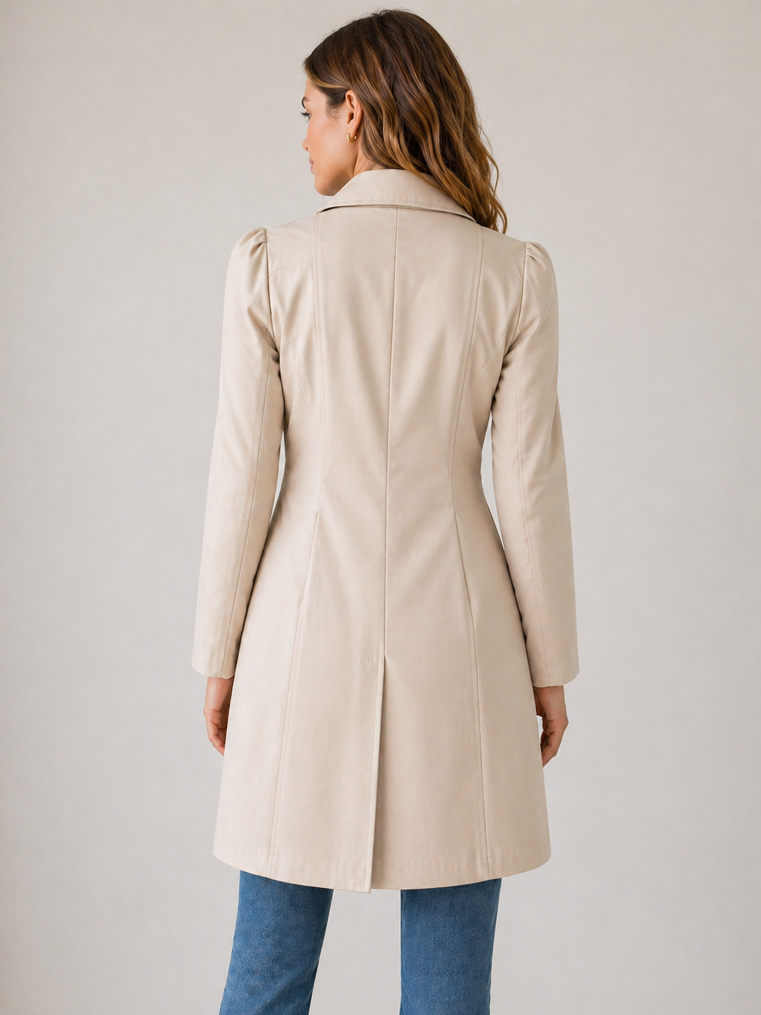 Women's Tailored Trench Coat Short Buttoned Fit - view 2