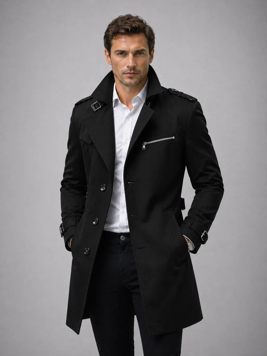 Men's Tailored Belted Trench Coat
