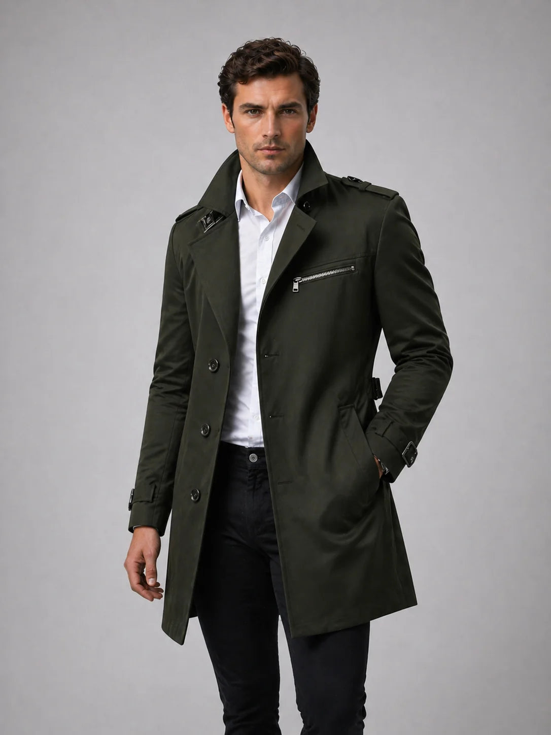 Men's Tailored Belted Trench Coat