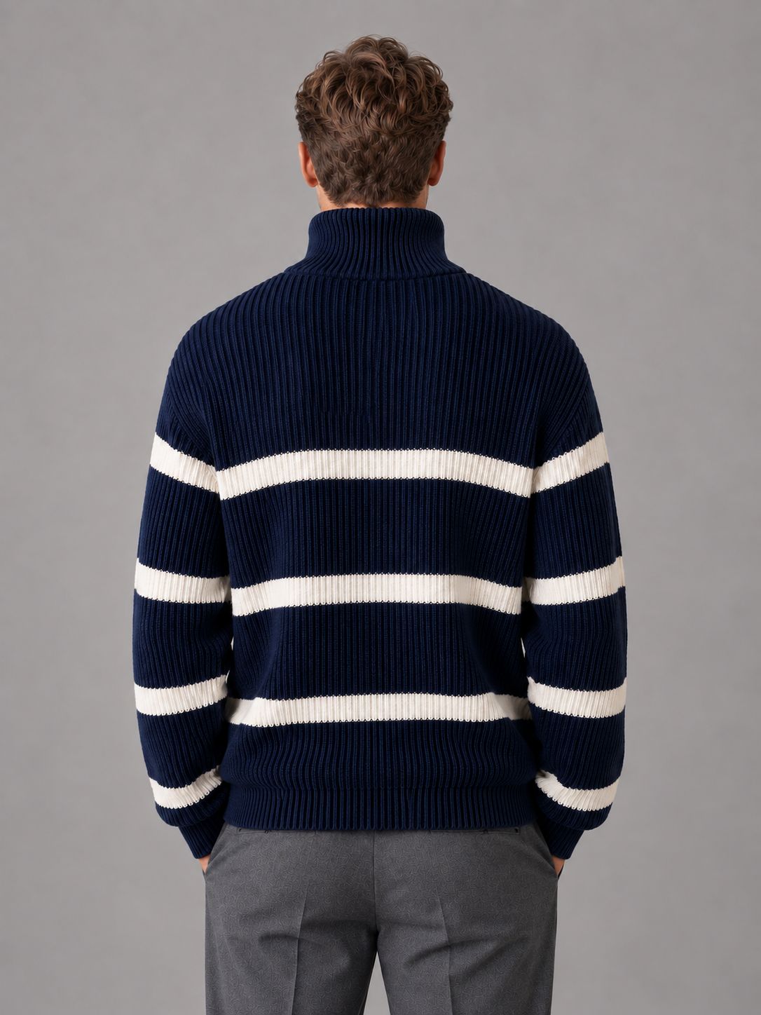 Men's striped quarter zip jumper 4
