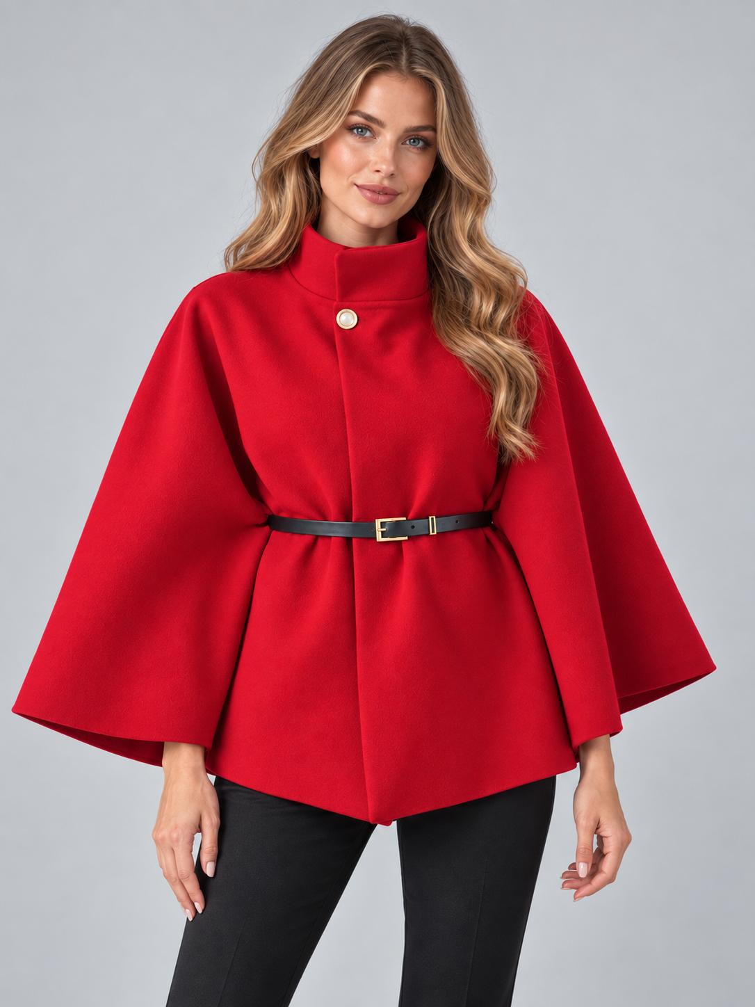 Women's belted cape coat 1