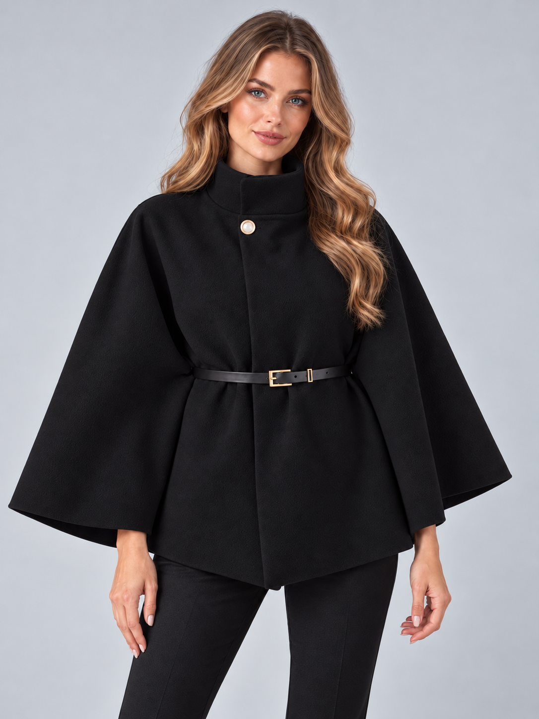 Women's belted cape coat 2