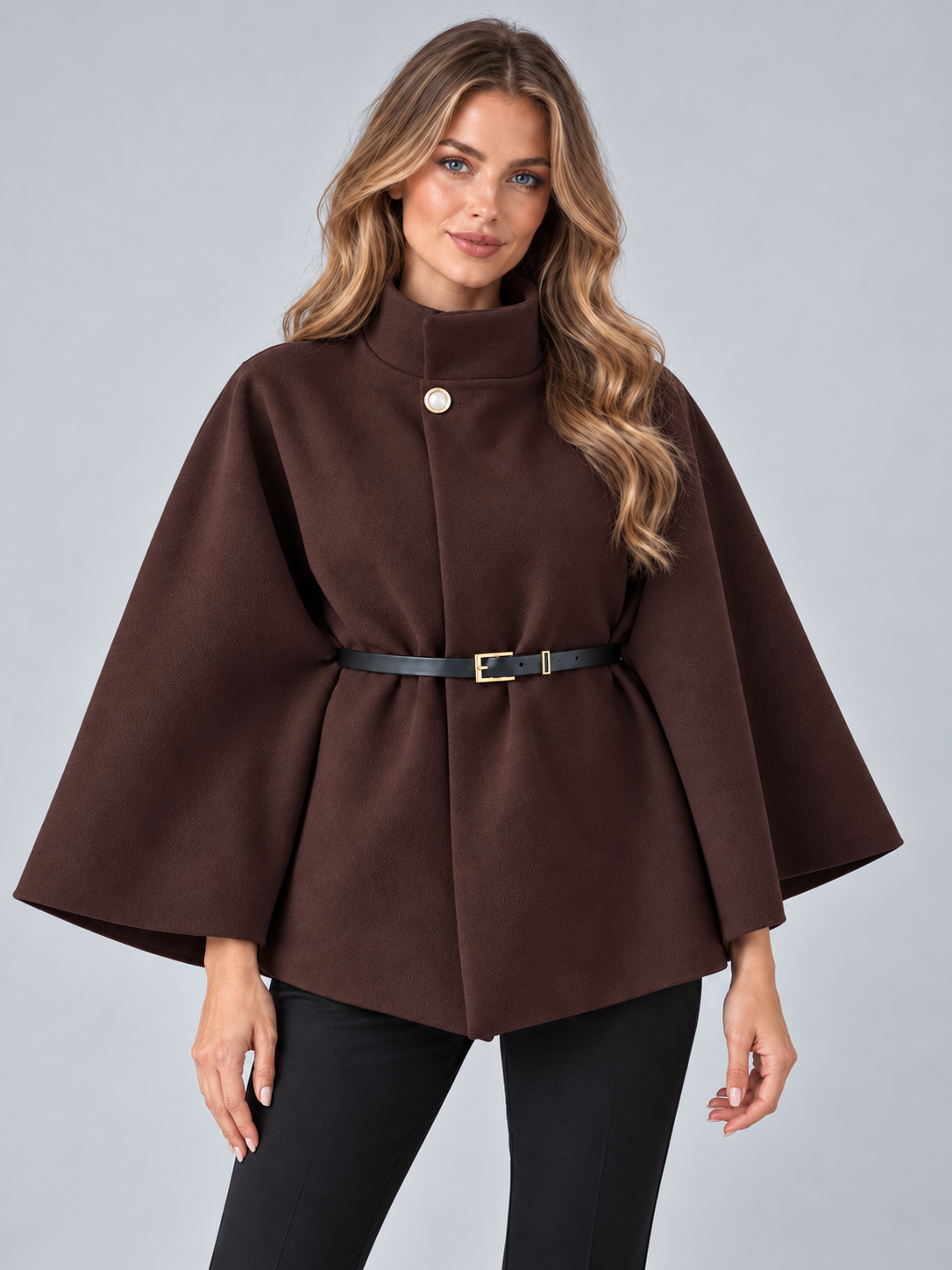 Women's belted cape coat 5