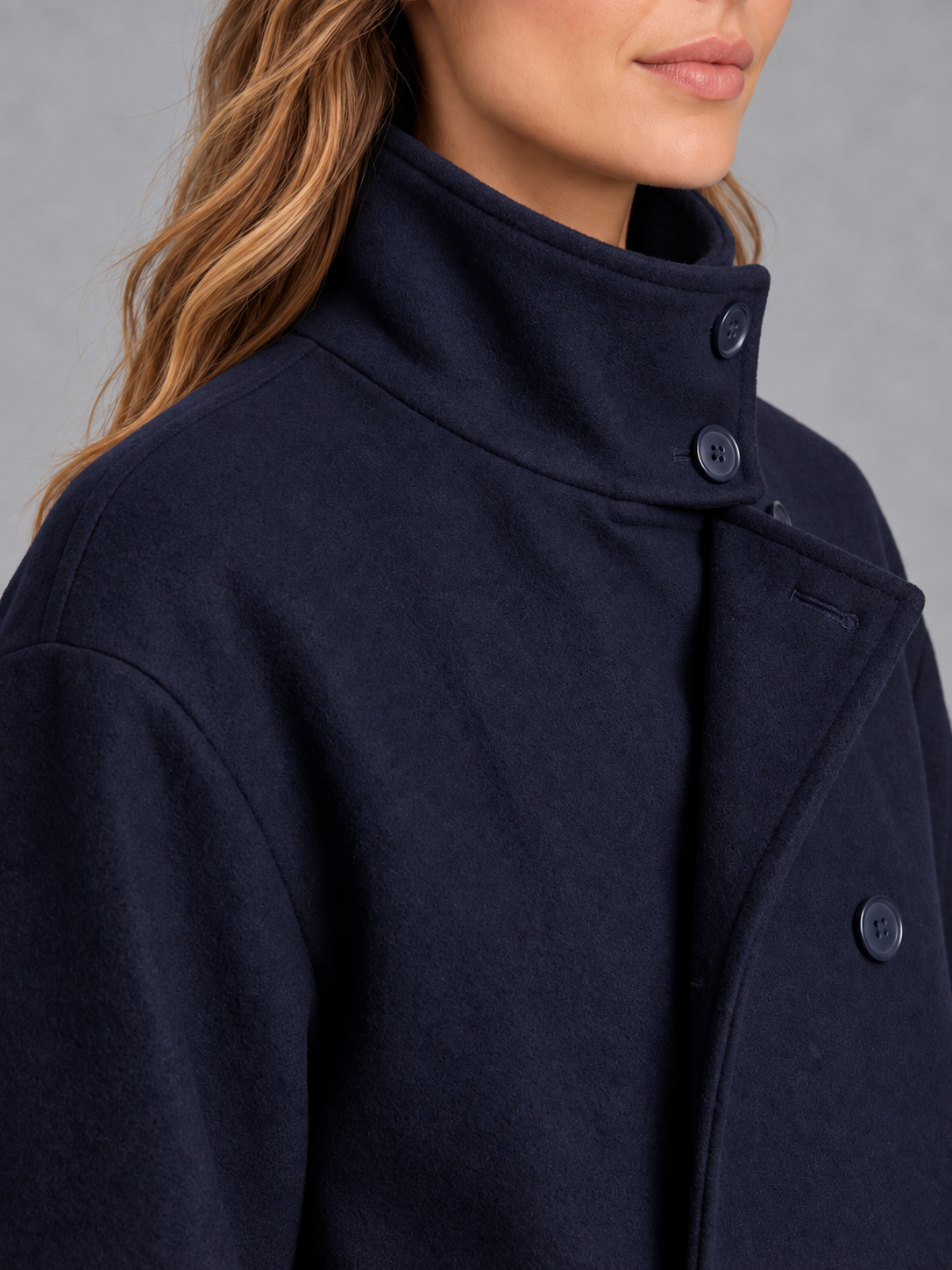 Women's cropped winter coat in navy 5