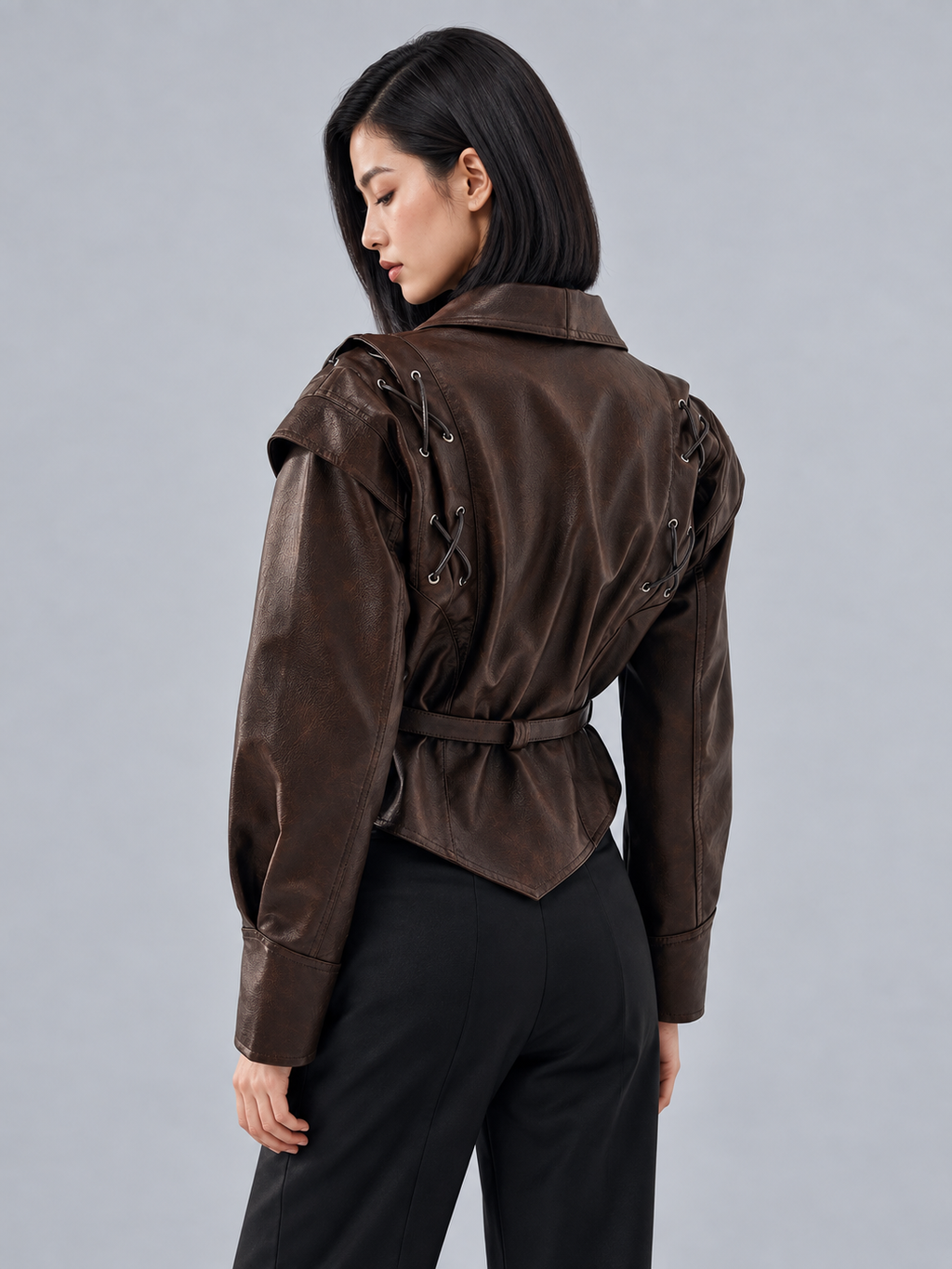 Women's hooded faux leather jacket 3