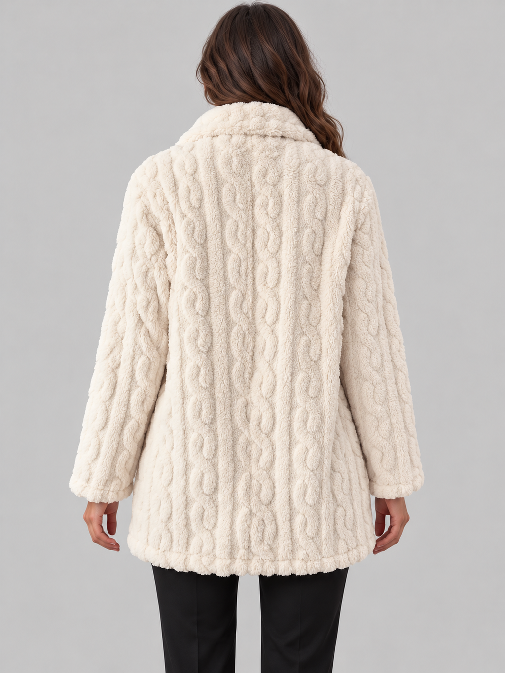 Women's cable texture fleece coat 3