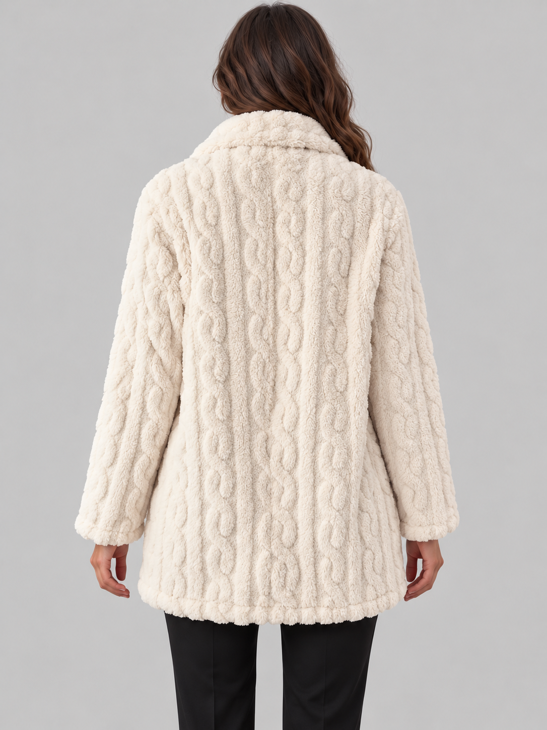 Women's cable texture fleece coat 3