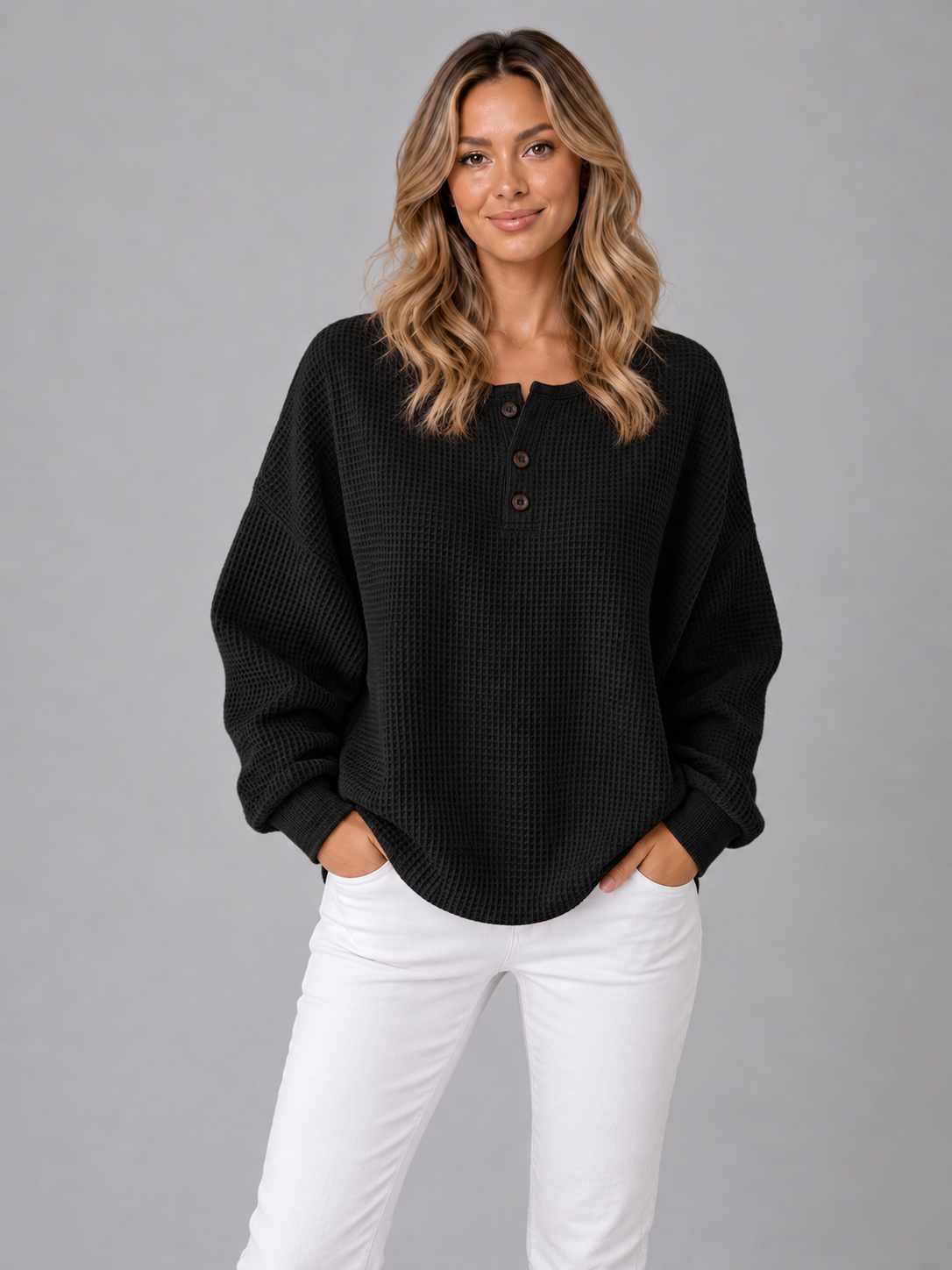 Women's waffle knit jumper 2