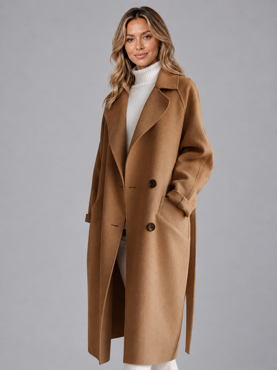 Women's belted long coat 2