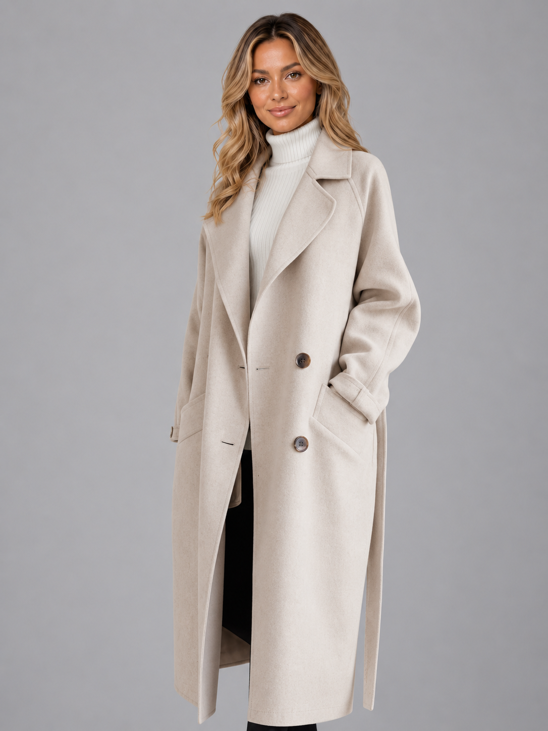 Women's belted long coat 3