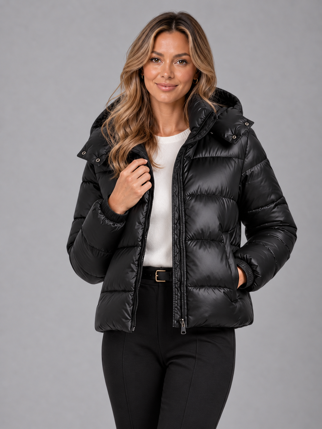 Women's hooded puffer jacket 1