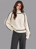 Women's contrast trim turtleneck jumper 2