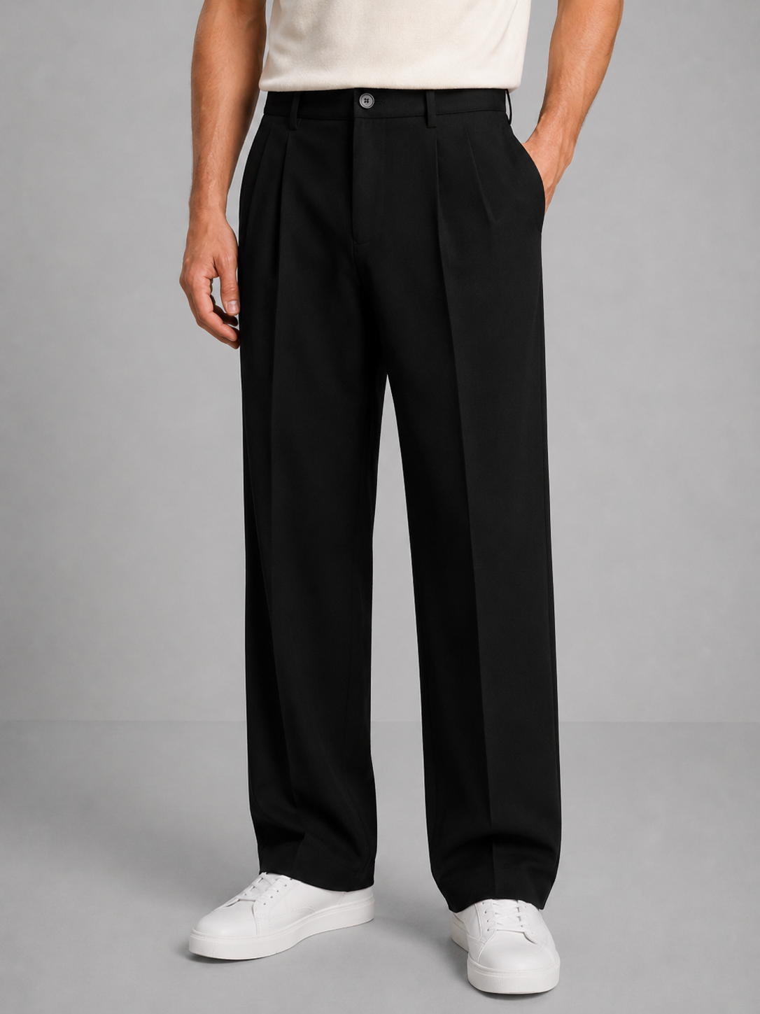 Men's Casual Tailored Straight Leg Trousers