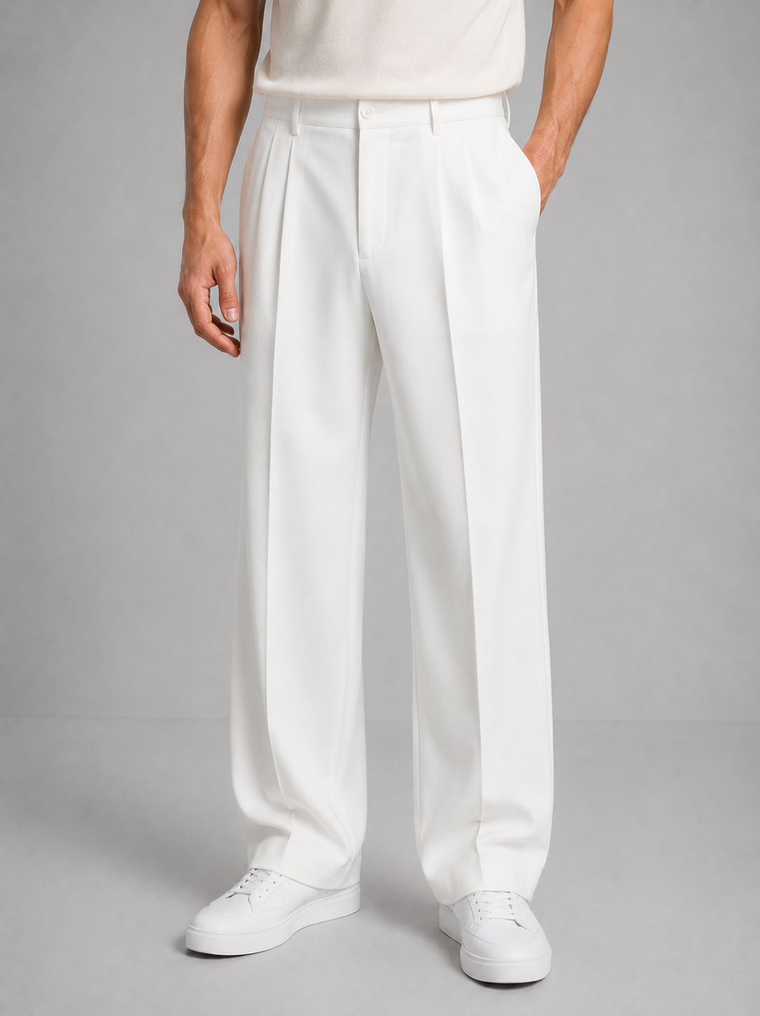 Men's Casual Tailored Straight Leg Trousers