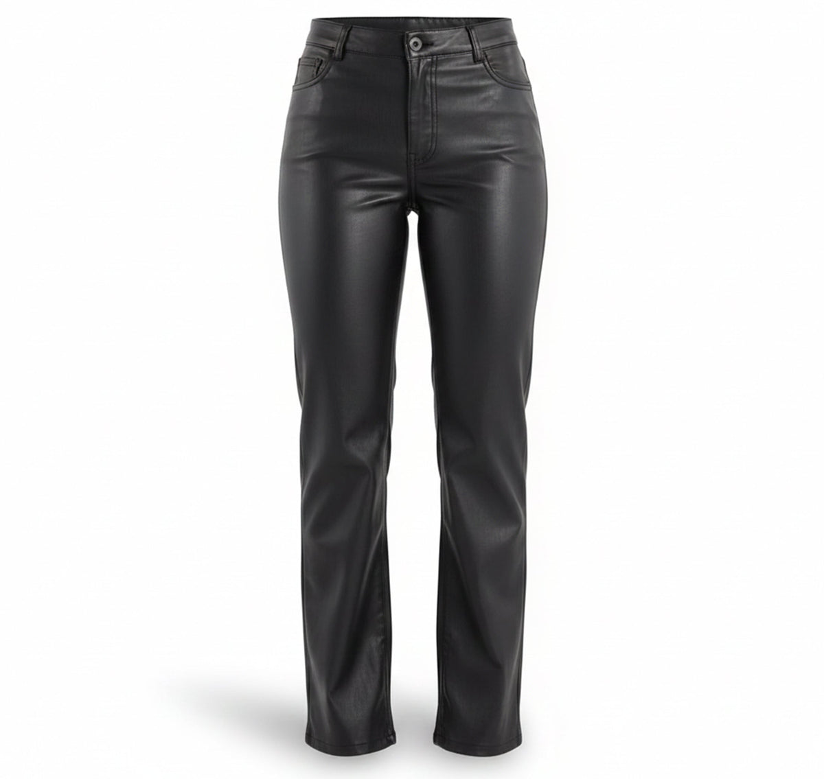 Women's Black Faux Leather Pants High Rise Slim Fit