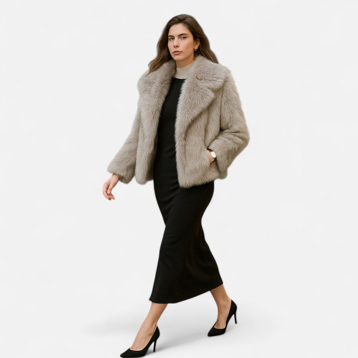 Women's Faux Fur Winter Coat Structured Silhouette
