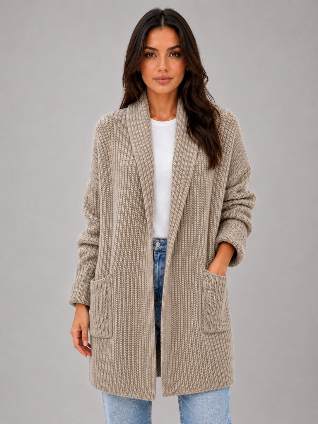 Women's Open Front Soft Knit Longline Cardigan