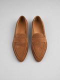 Womens pointed toe suede style loafers side view