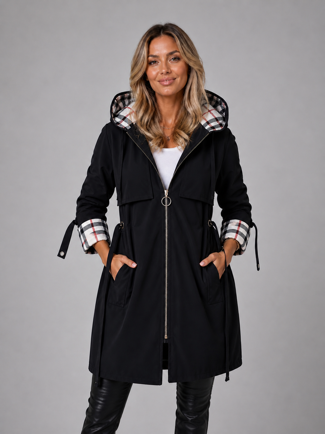 Women's Hooded Longline Zip Coat - view 3
