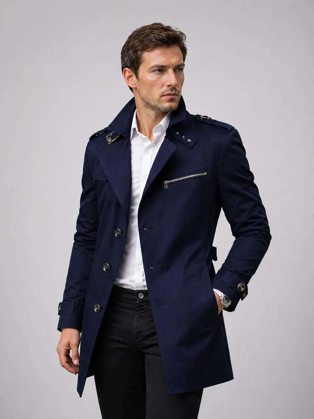 Men's Tailored Belted Trench Coat